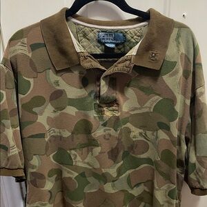Polo by Ralph Lauren Men's Green and Brown Camo Polo Shirt